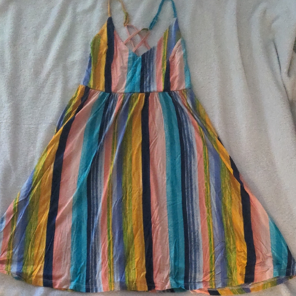 Body Glove Multicolor Striped Sundress with Crisscross Straps